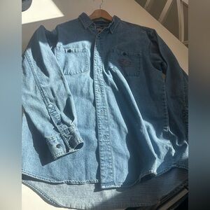 VINTAGE HARLEY DAVIDSON ORIGINAL JEAN JACKET/SHIRT Size L long sleeve